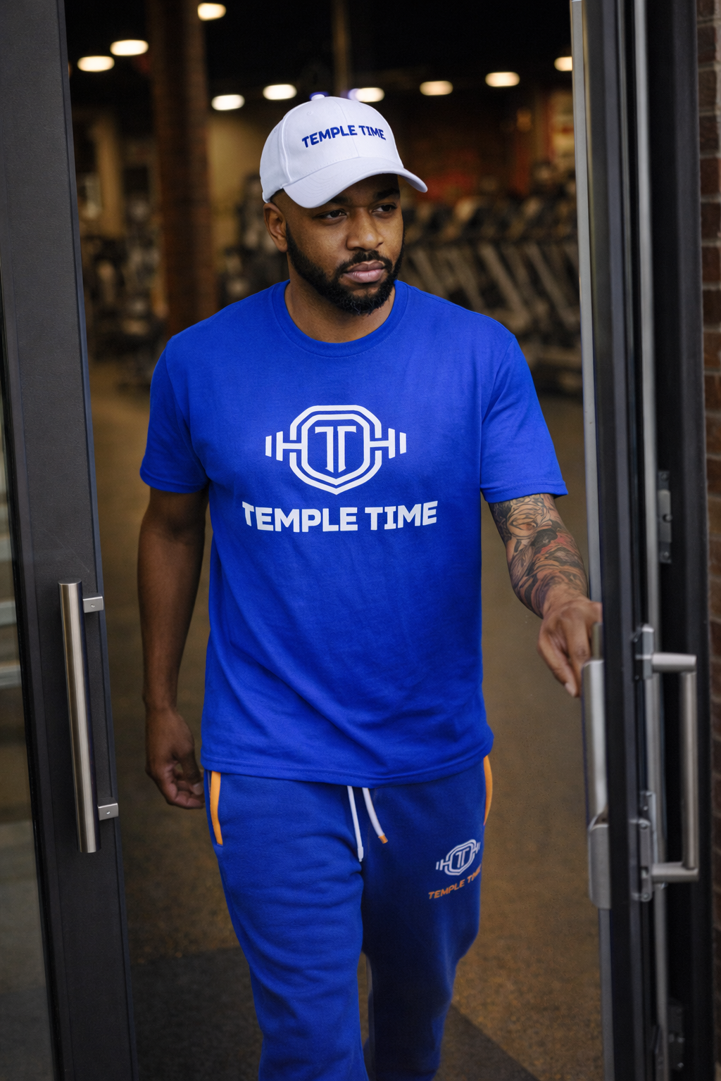 Temple Time Classic Snapback Cap (White with Royal Blue Embroidery)