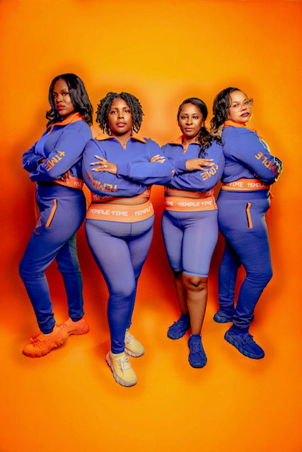 Temple Time Cropped Half-Zip Pullover (Royal Blue & Orange)