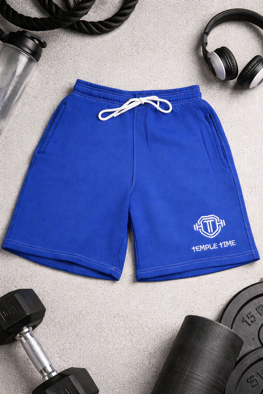 Temple Time Cotton Fleece Shorts (Royal Blue)