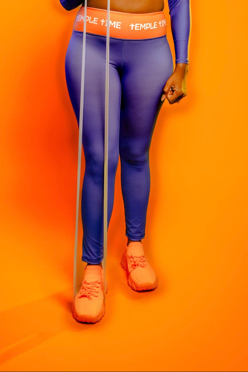Temple Time Ombré Performance Leggings (Royal Blue to Purple)